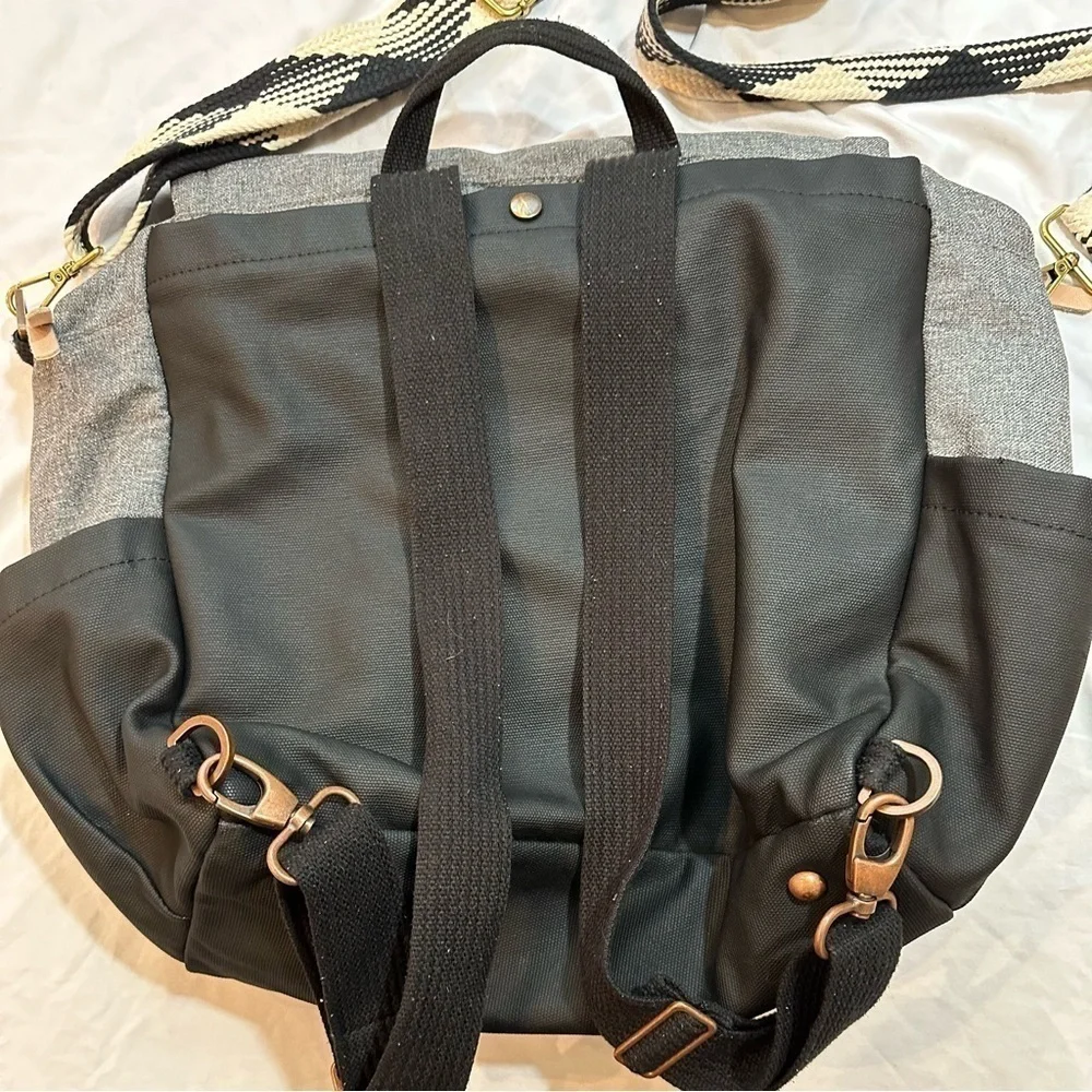 Petunia Pickle Bottom boxy backpack diaper bag graphite/black gingham strap